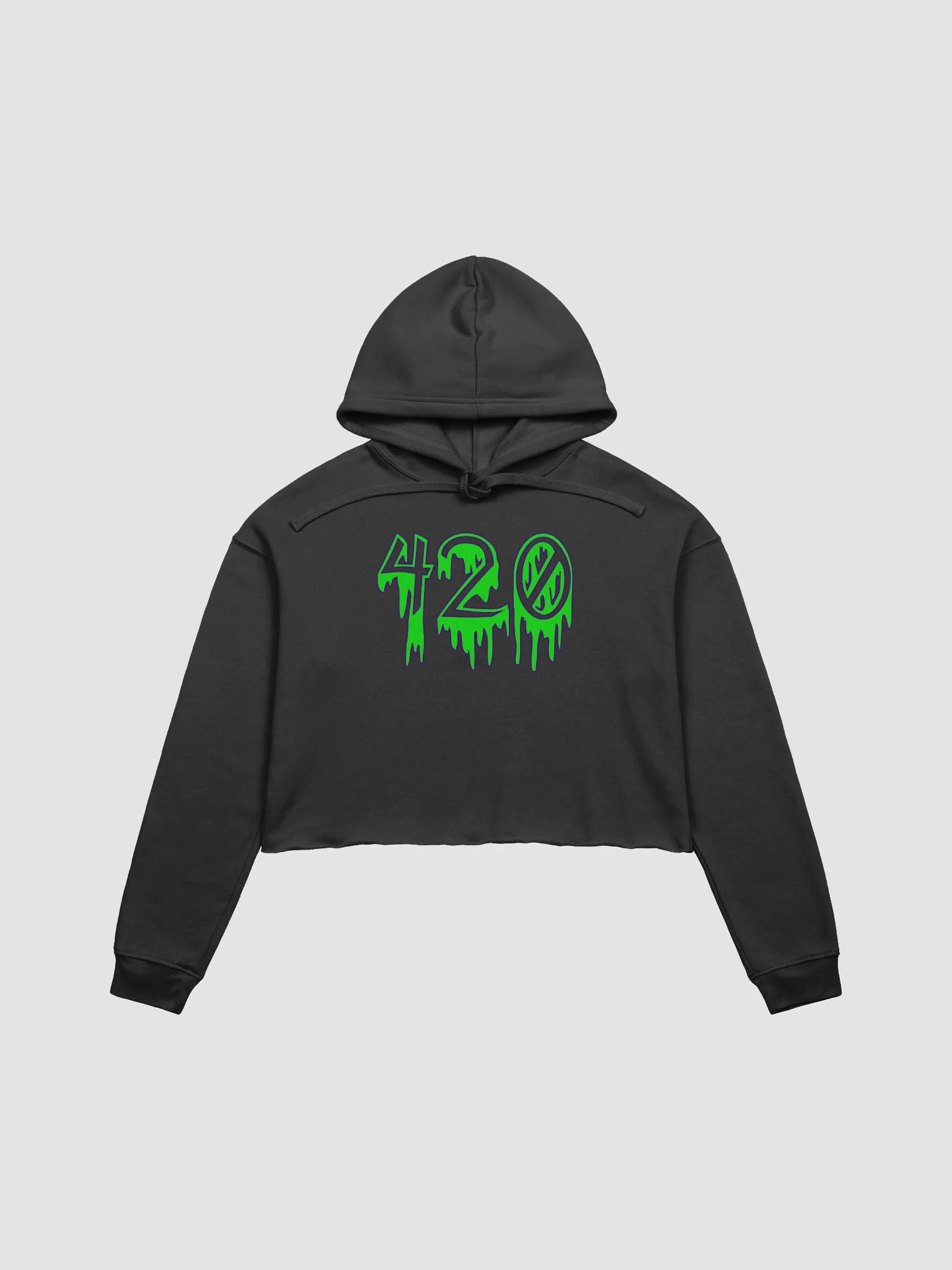 Happy 420 Creepy Cannabis Crop Hoodie, Green Purple Horror Lover Stoner Clothing, Black Gothic Ganja Weird Weed Fashion product image (5)