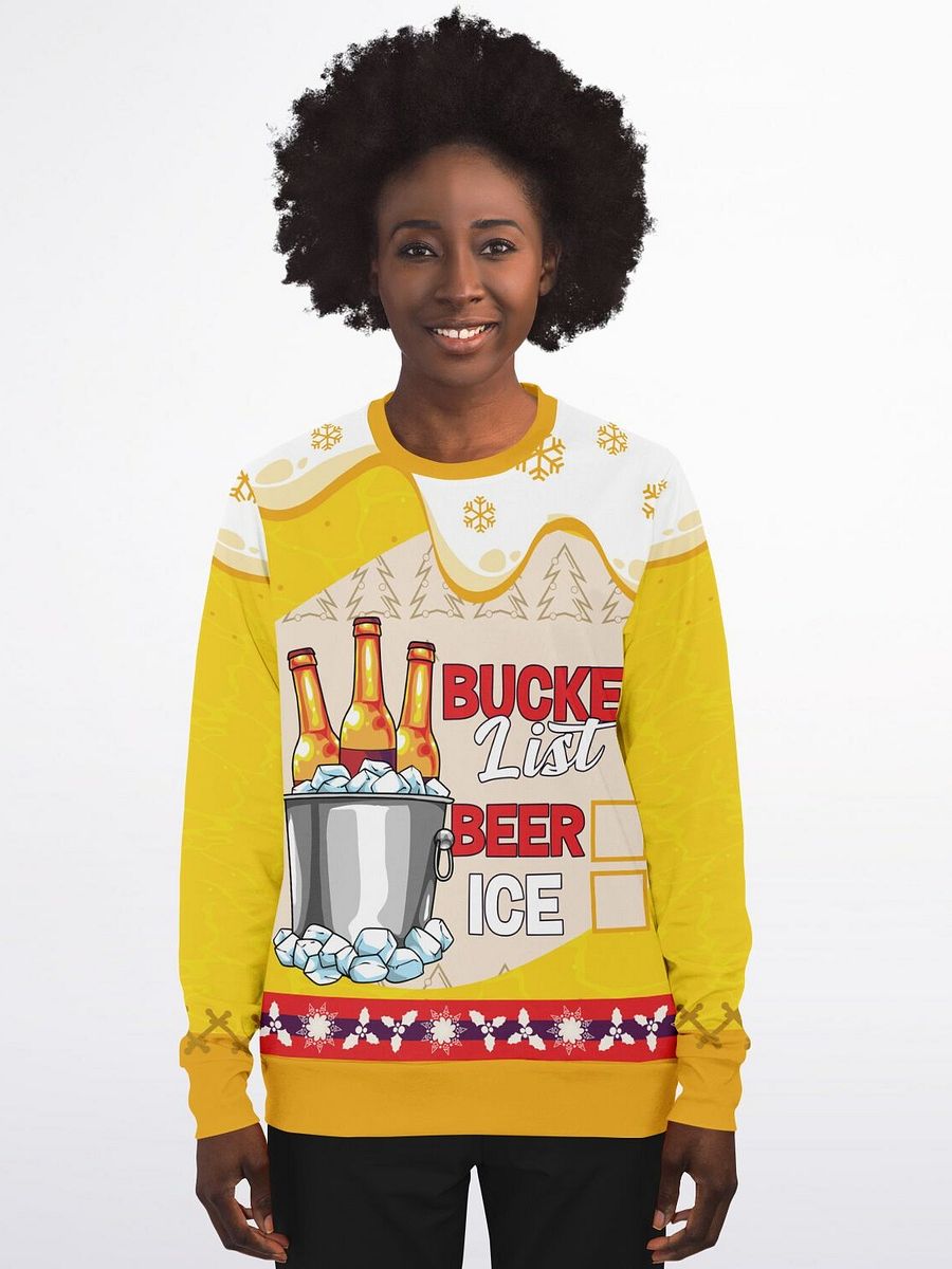 Beer and Ice Bucket List Yellow Sweatshirt | Funny Winter BBQ Sweater | Casual Party Outfit | Unisex Beer Lover Gift product image (7)