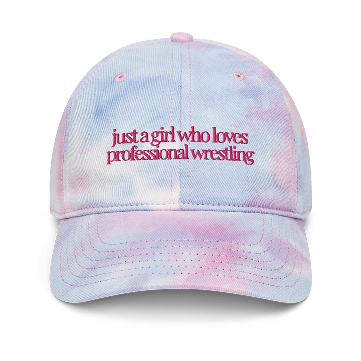 Just A (Wrestling) Girl Embroidered Tie Dye Dad Hat - Pink Font product image (1)