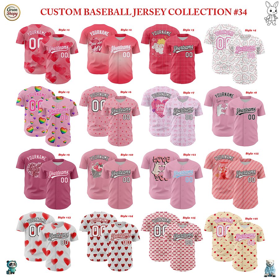 Authentic Baseball Jersey, Custom Baseball Jersey, Personalized Sport Jersey, Colorful, Flowers, Number, Gift, Love product image (1)