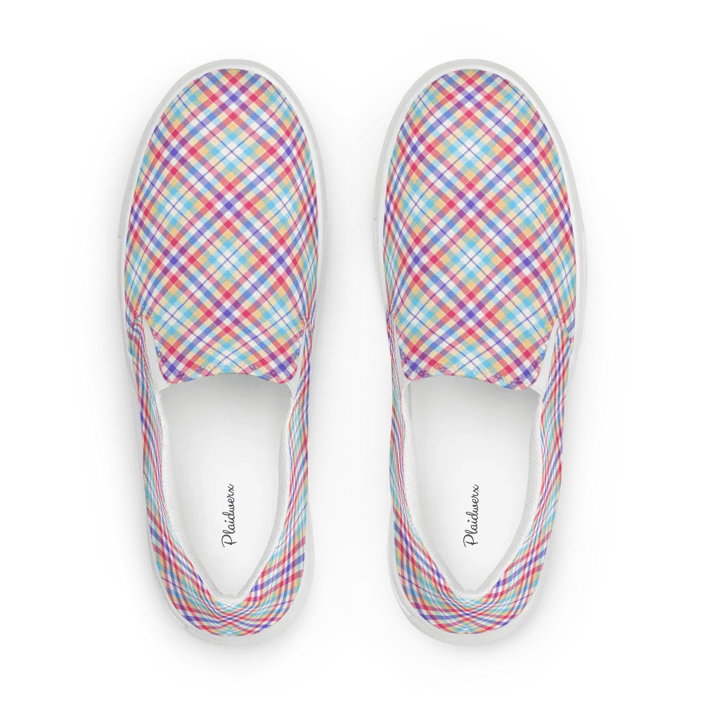 Purple, Pink, and Blue Plaid Women's Slip-On Shoes product image (1)