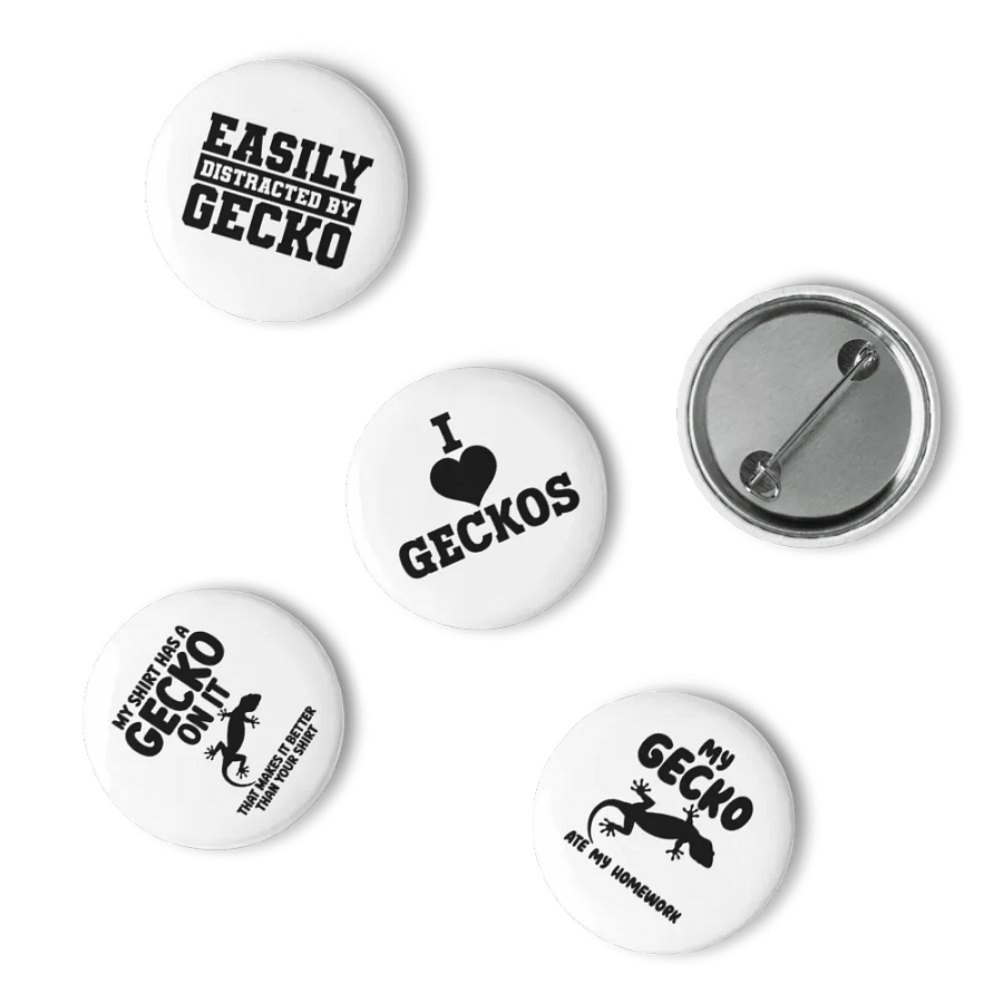 Glossy Black Collection: Pin Button Set with Geckos all over product image (15)