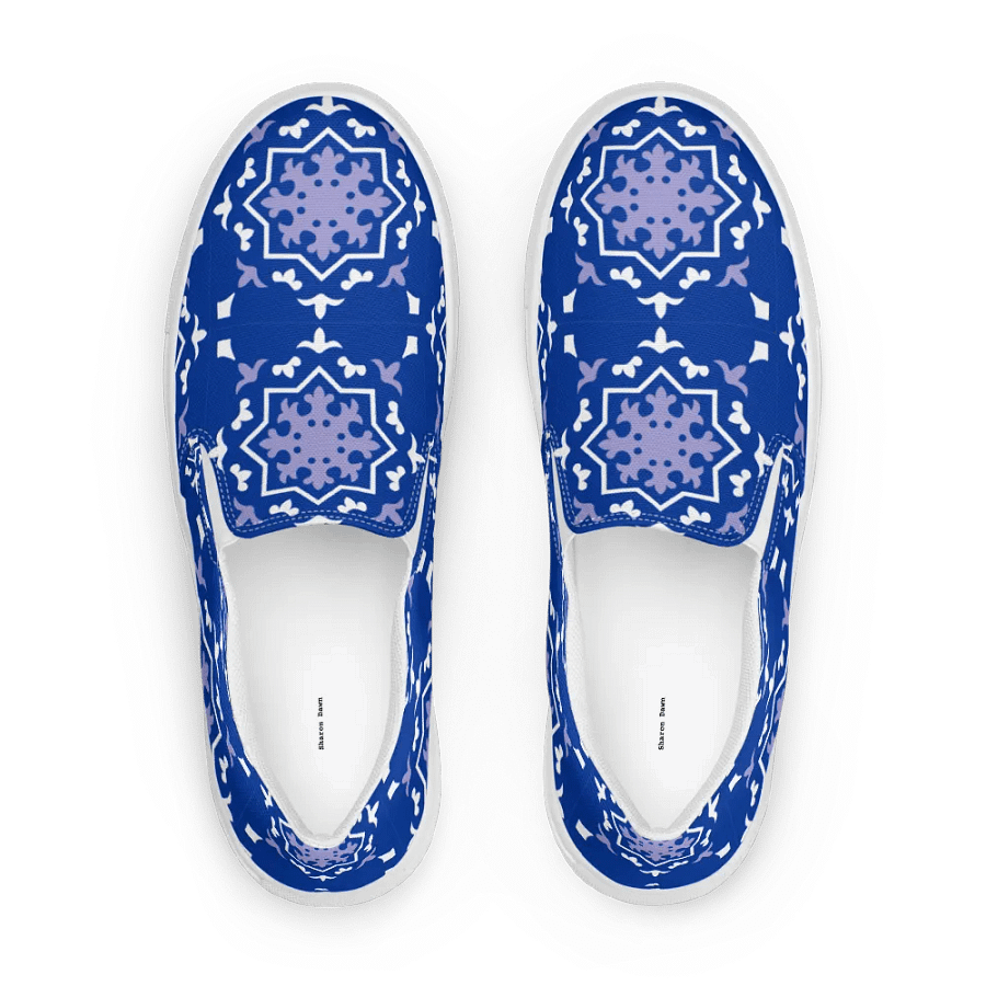 Blue Tile Canvas Slip-Ons for Women product image (4)