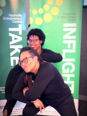 Co-Founders pitching #reppedintech for $25K and prizes at Nashville Entrepreneur Day. #geodispark #neurodiverse #tech #nashville