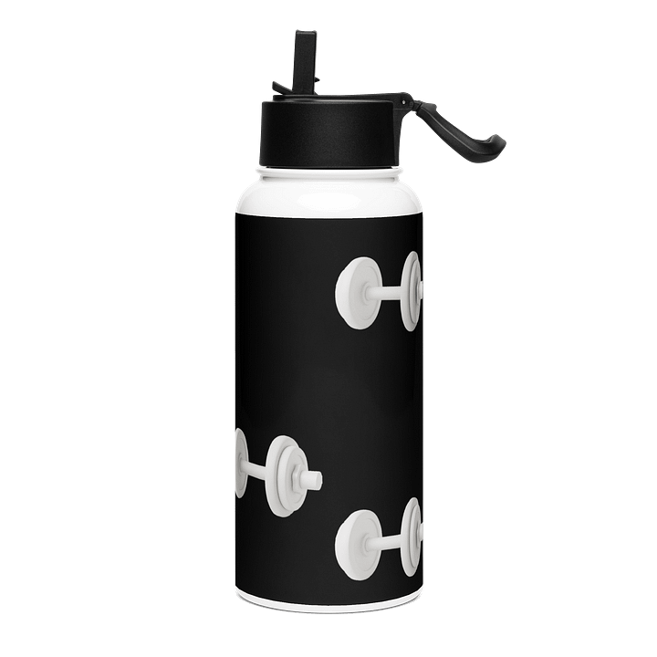 Black Glossy Grip Stainless Steel White Dumbbell Water Bottle product image (1)