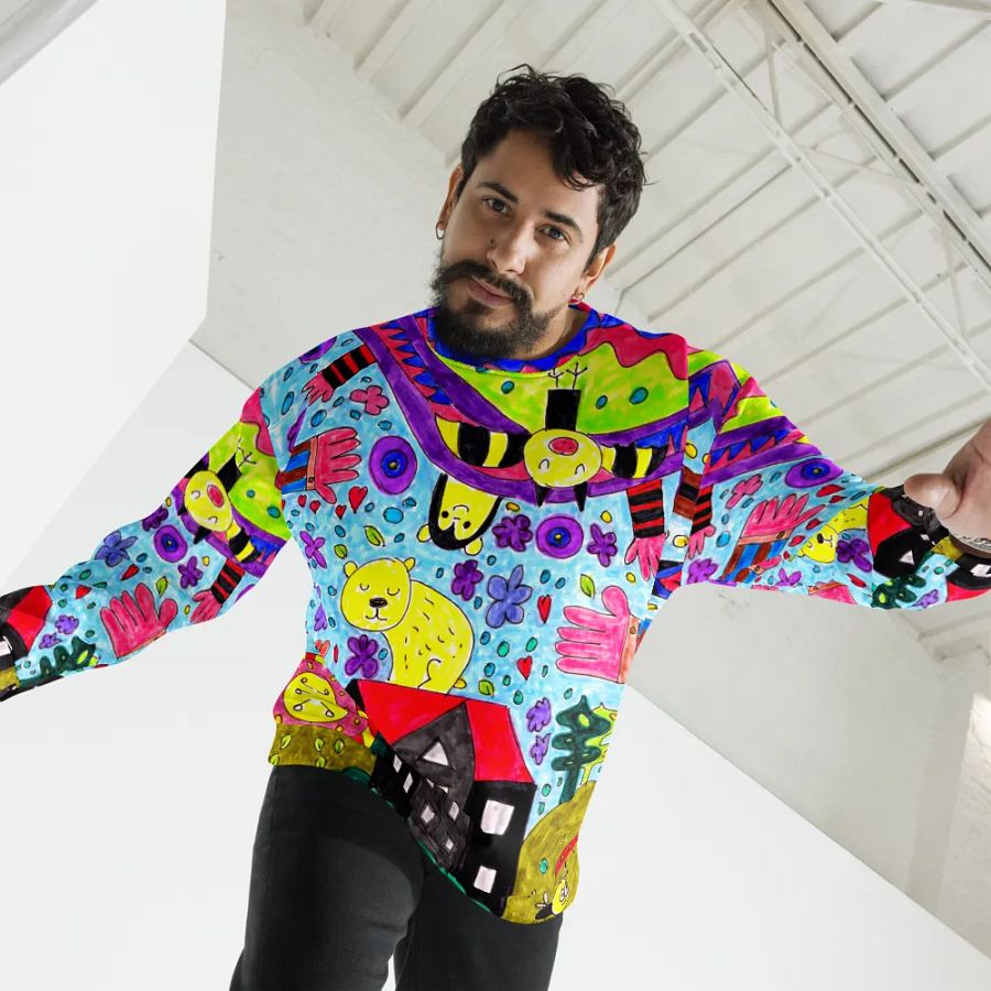Abstract Vibrant Doodle Characters Unisex Sweatshirt product image (4)