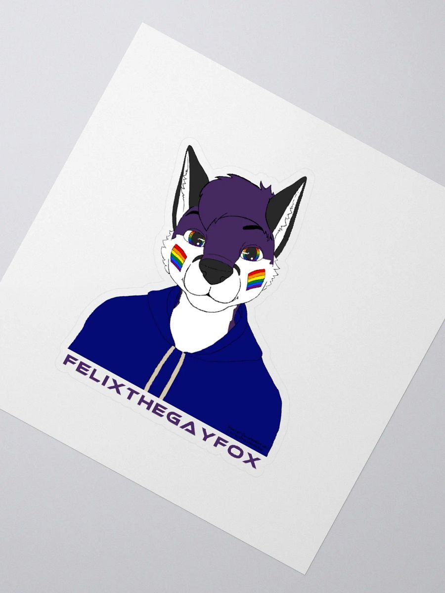 FelixTheGayFox - Kiss Cut Sticker (Purple Text) product image (2)