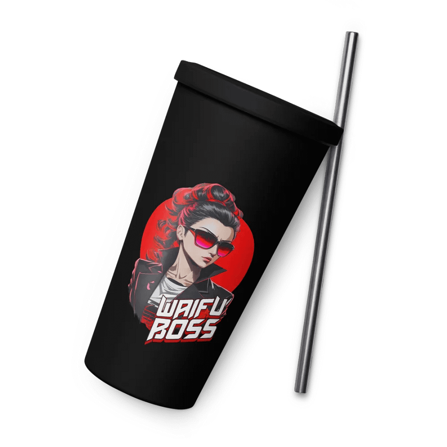 Waifu Boss 20 oz Tumbler Cup - Black - Insulated Tumbler with a Straw v2 product image (8)
