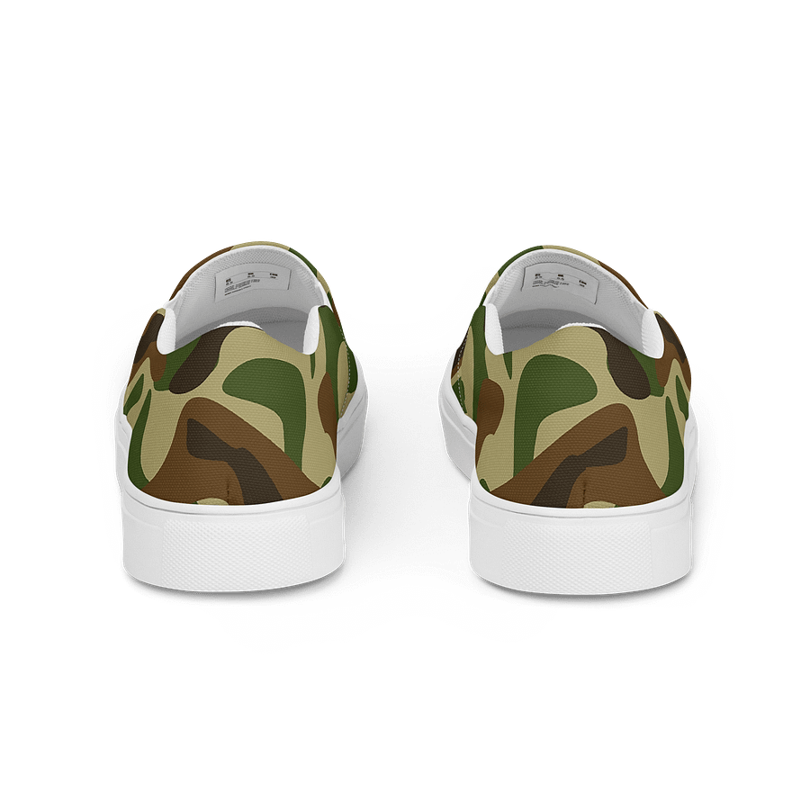Woodland Green Army Camouflage Military Camo Pattern Men's Slip-On Canvas Shoes product image (4)