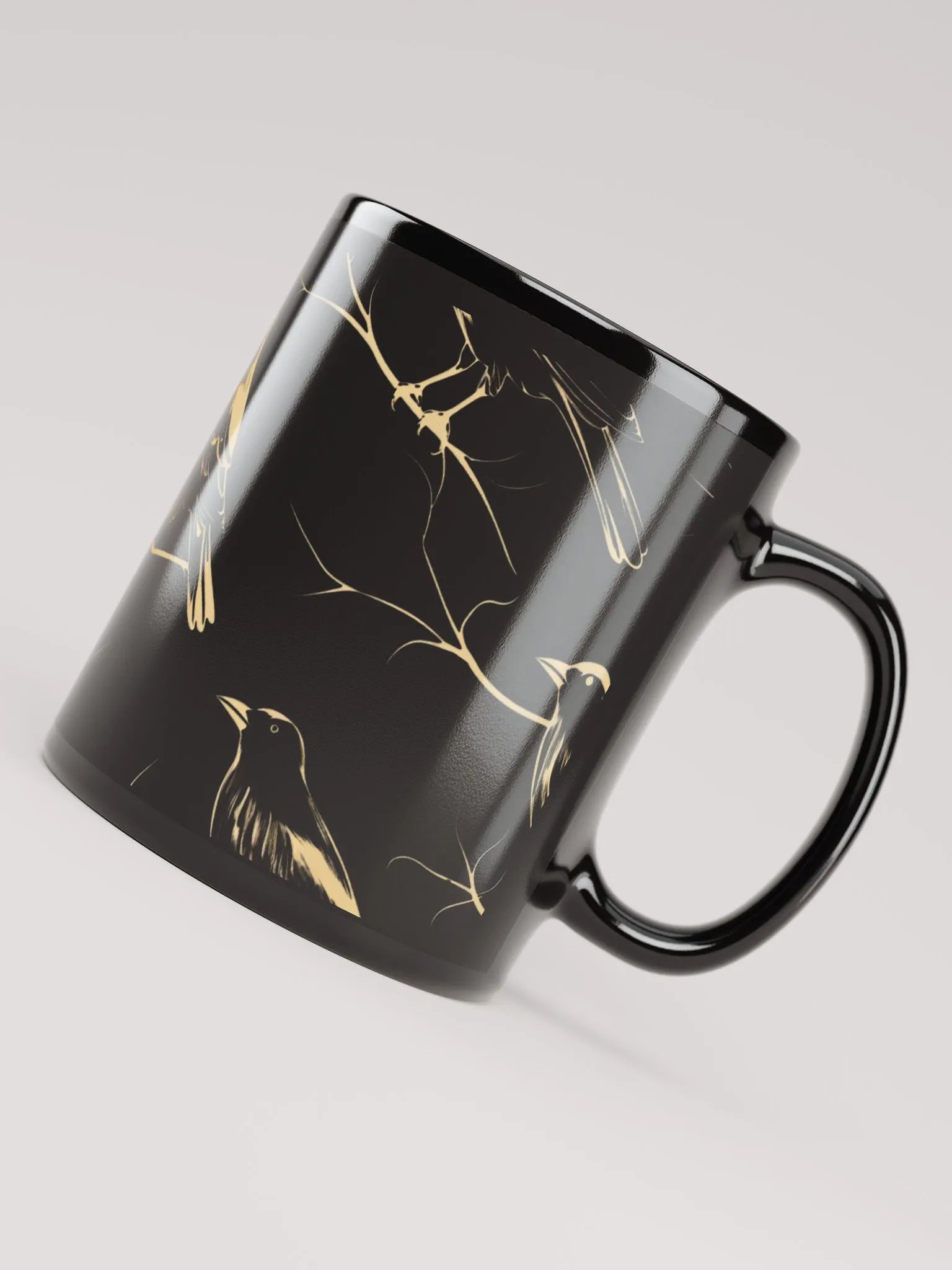 Black Mug with Premium Crow Illustrations product image (4)