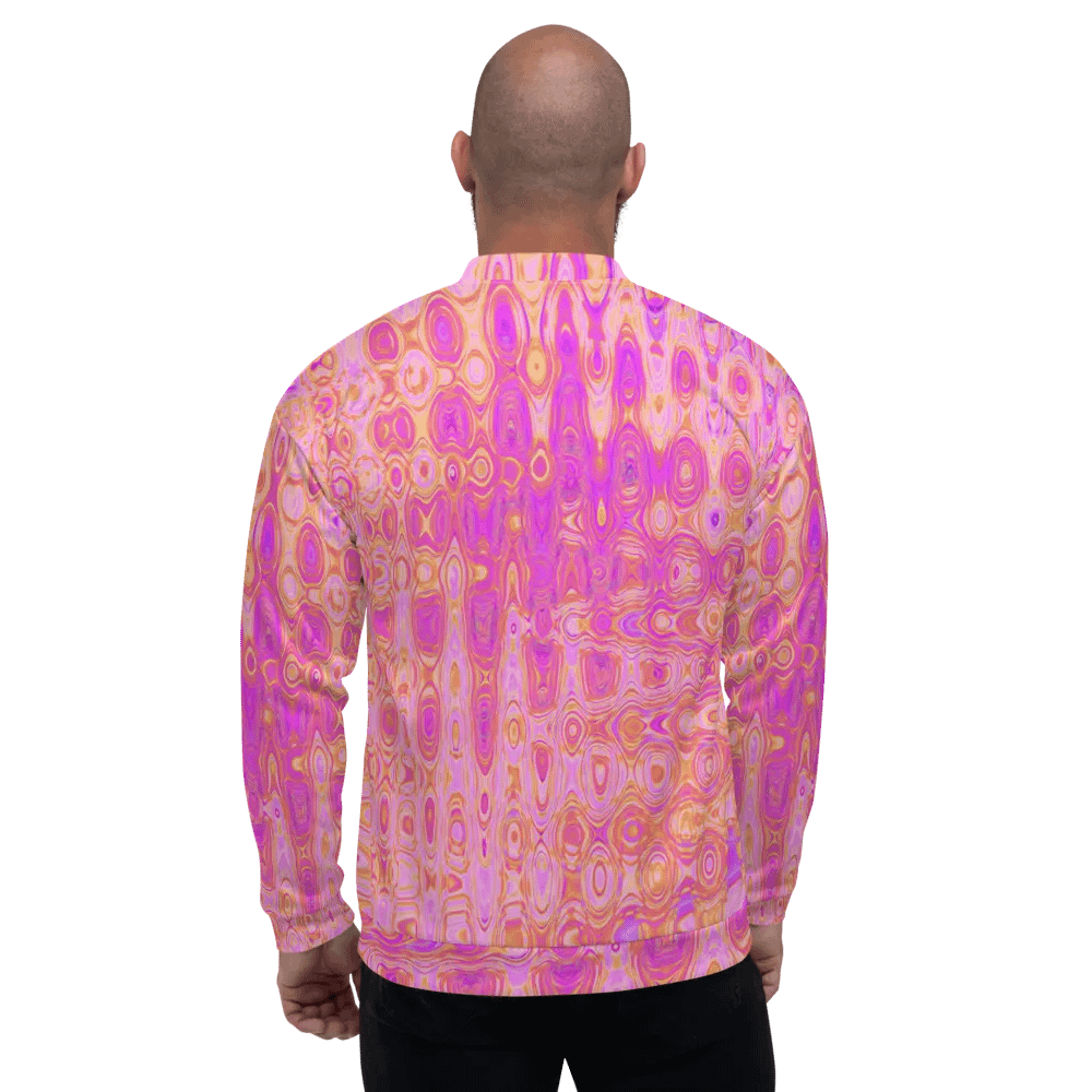 Cool Abstract Pink and Magenta Atomic Retro Zigzags Unisex Bomber Jacket product image (3)