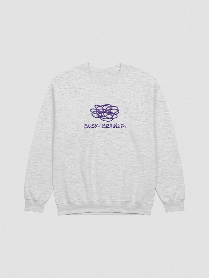 BUSY-BRAINED. (lg. design, purple thread) embroidered crewneck product image (28)