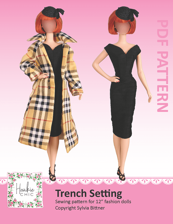 Trench Setting sewing pattern for 12" fashion dolls product image (1)