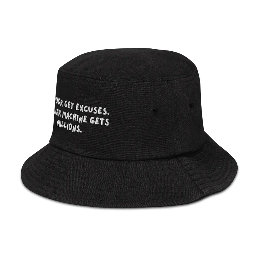 Blueprint Denim Bucket Hat | The poor get excuses. The war machine gets millions. product image (7)