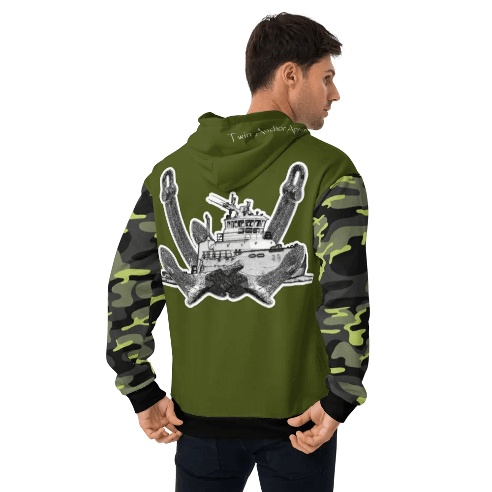 Camouflage & Green Twin Anchor Titan tug Hoodie product image (12)
