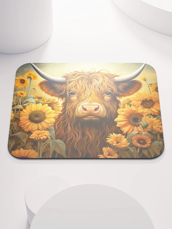 Highland Cow and Sunflowers Mouse Pad product image (1)