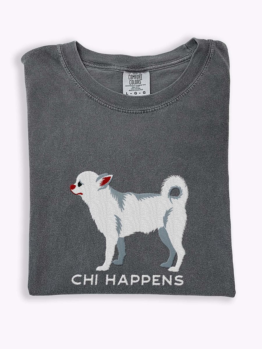 Chi Happens T-Shirt(Embroidered) of a Chihuahua(White) product image (1)