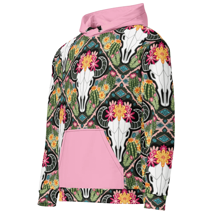Adult's | Western Americana Cati Cow | Unisex Hooded Sweatshirt | with Cotton Candy Pink Accents product image (2)