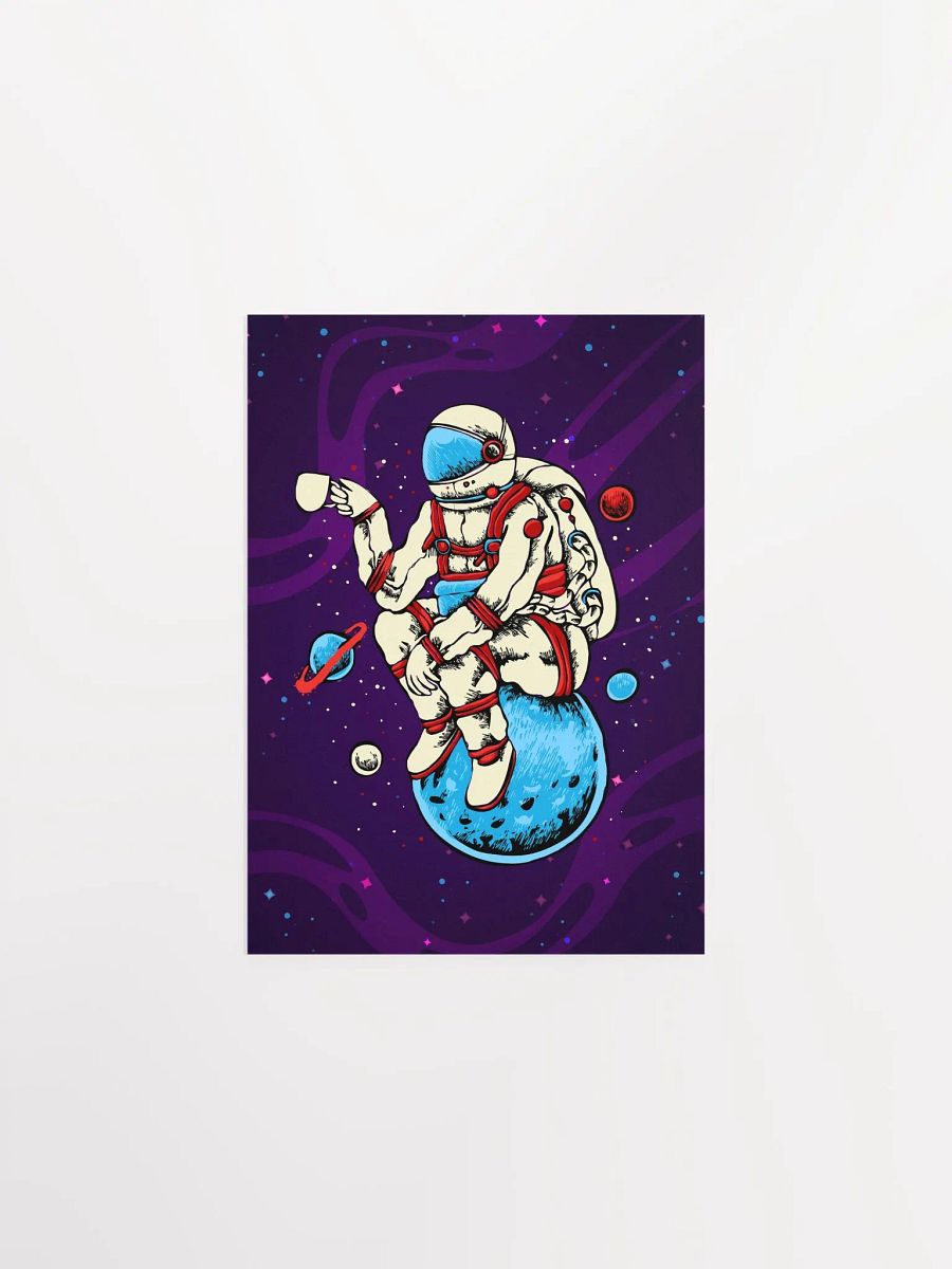 Astronaut, coffee, Moon — space poster, synthwave space, neon space, aesthetic poster product image (6)