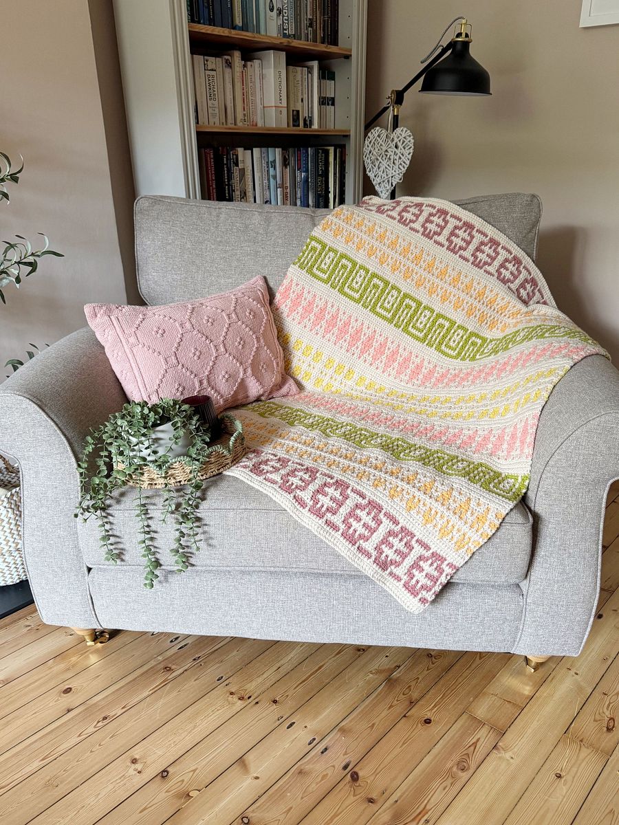 CROCHET PATTERN & VIDEO - Wildflower Inset Mosaic Crochet Blanket product image (8)