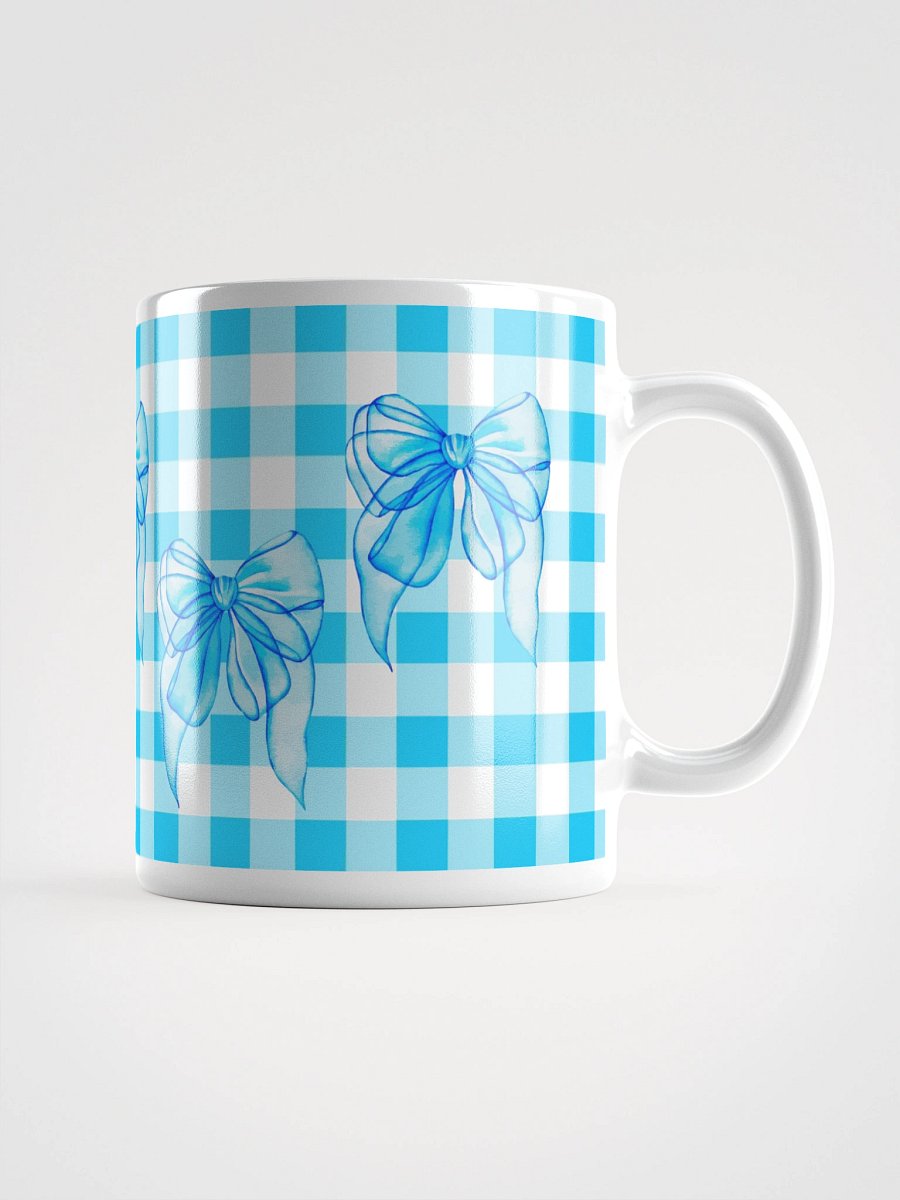 Mug Blanc Vichy Revisité - Bleu Vif - Cadeau Style Chic et Poétique product image (1)
