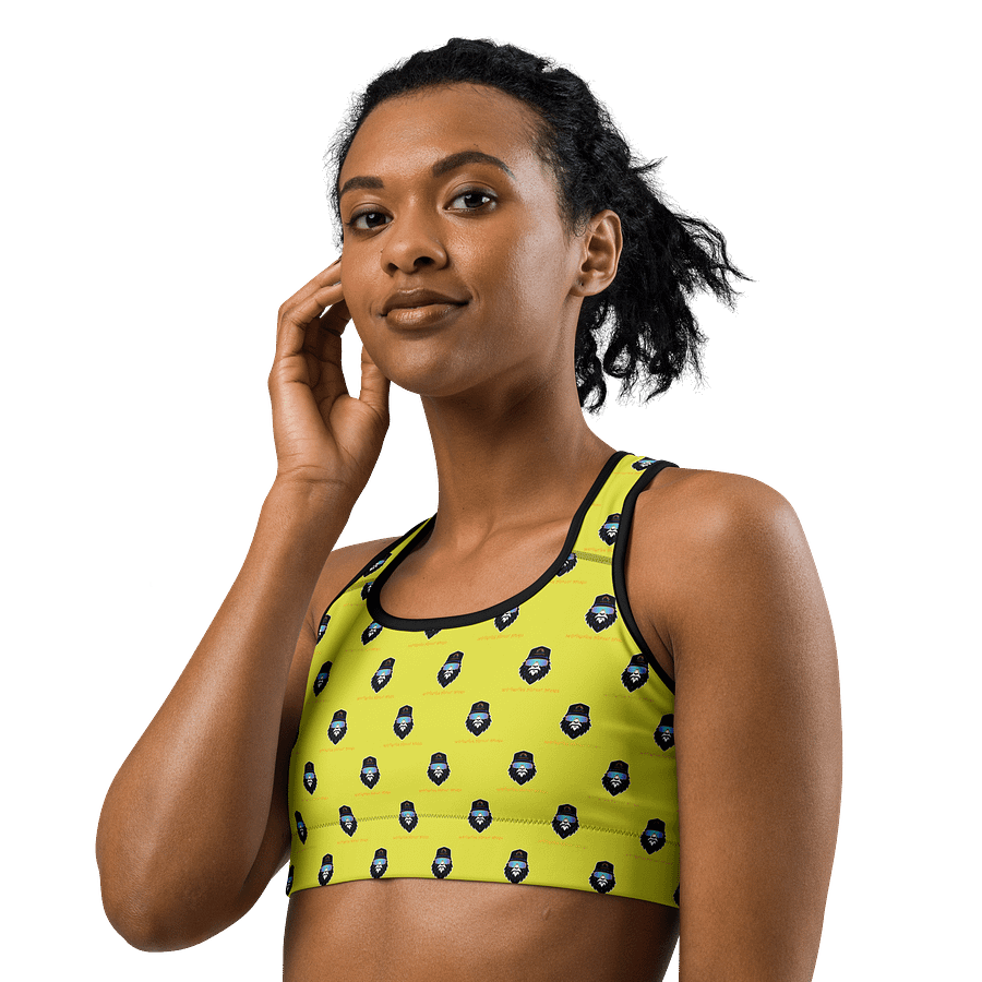 Synthsquatch Fitness Bigfoot Monogram Logo All-Over Print Sports Bra (Neon Yellow) product image (2)