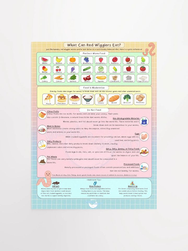 Red Wrigglers Guide Food Chart Poster product image (1)