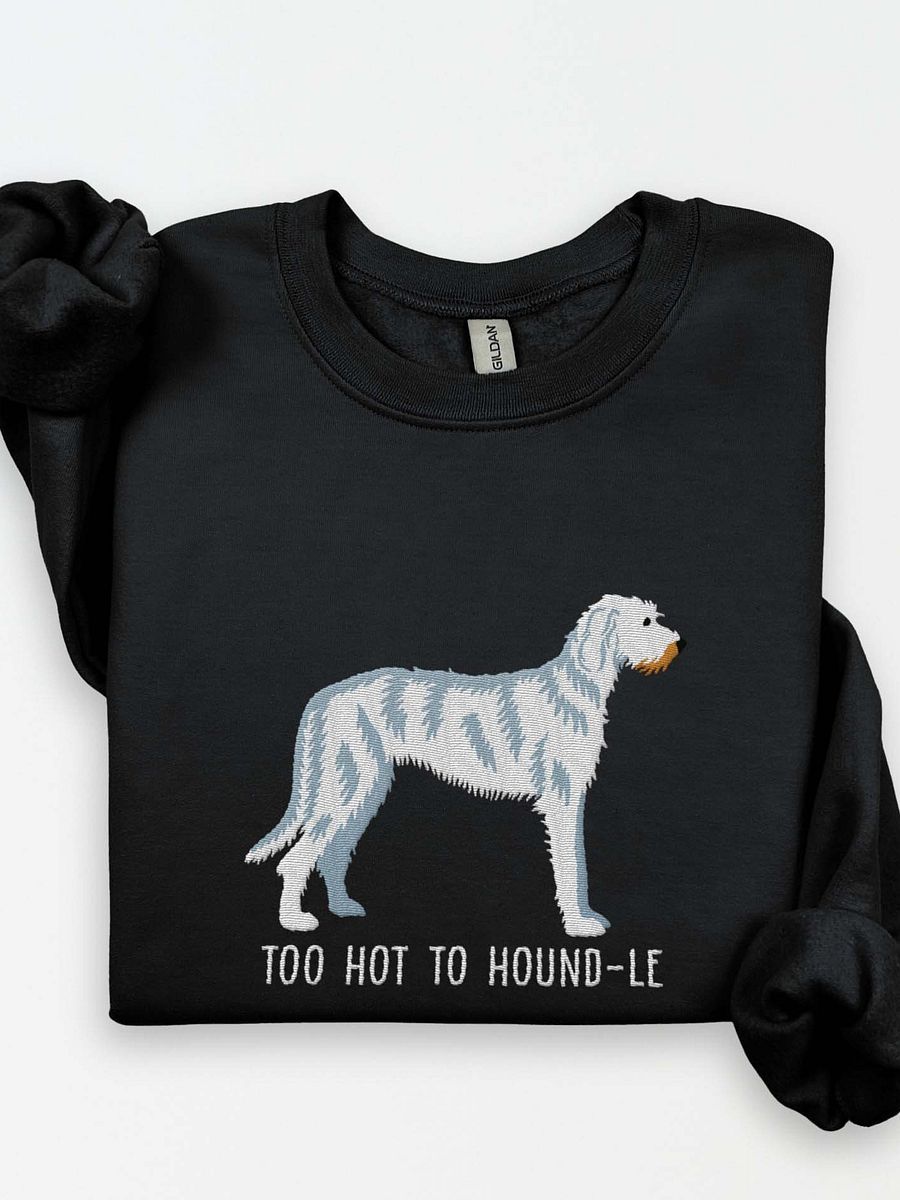 Too Hot to Hound-le Sweatshirt (Embroidered) of an Irish Wolfhound(White) product image (1)