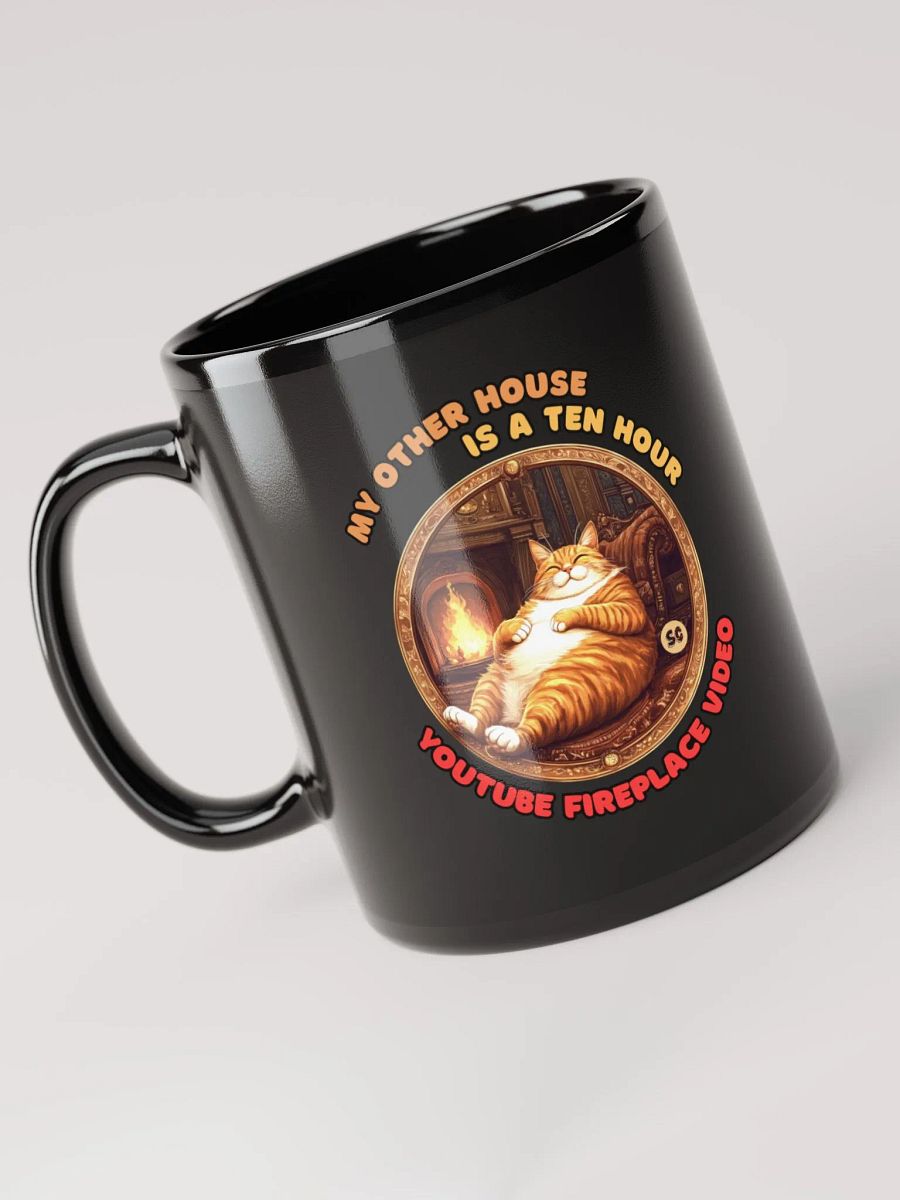 Cozy Cat - My Other House is a Ten Hour YouTube Fireplace Video | Black Glossy Mug product image (5)