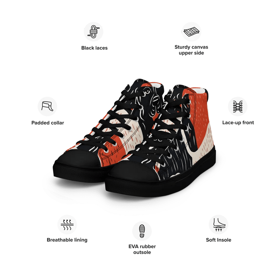 'Puppy Love' Printed Men's High Top Canvas Shoes product image (3)