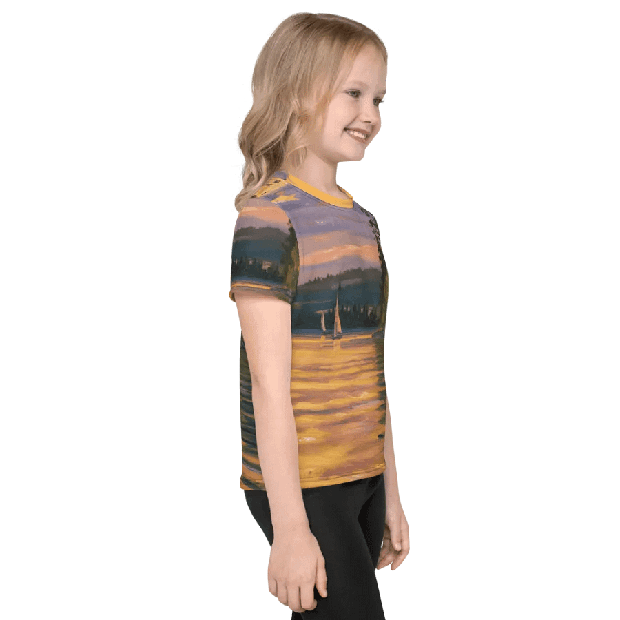Sunset Lake Sailing, Unisex Kids Crew Neck T-shirt product image (5)