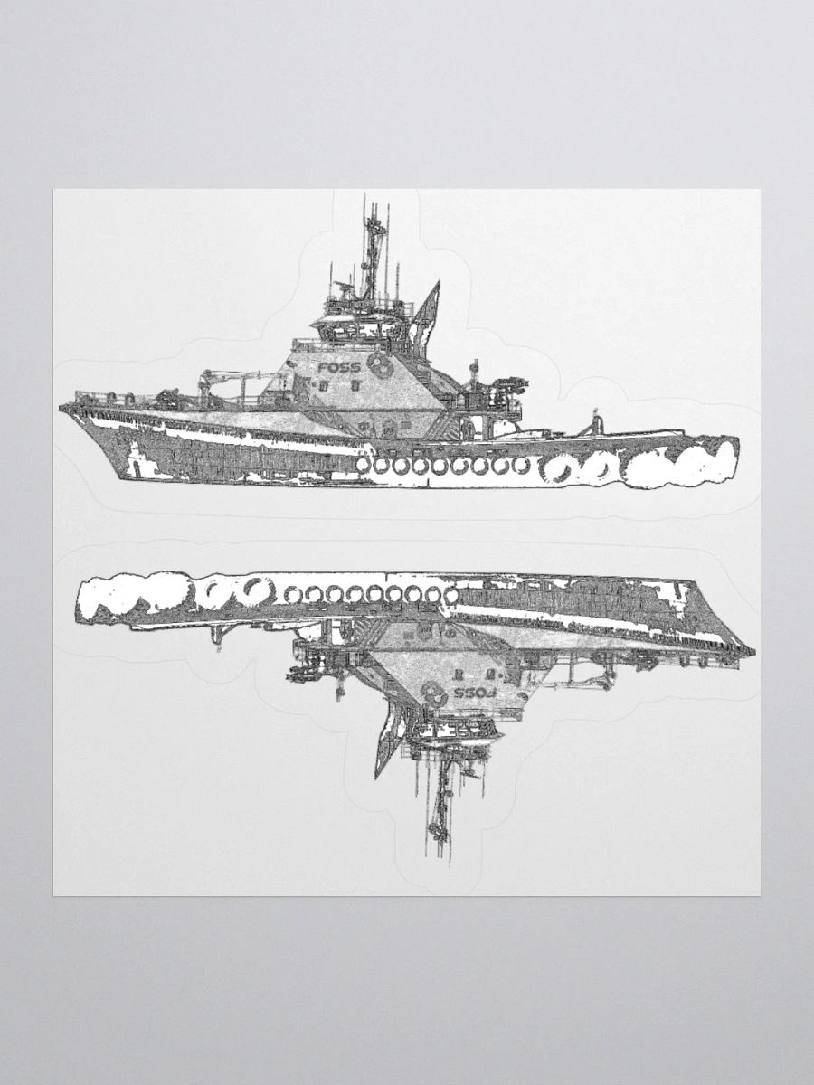 1 Foss Tugboat Sketch Kiss Cut Stickers product image (1)