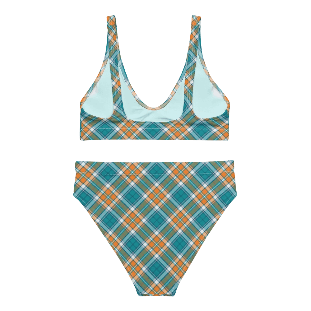 Turquoise and Orange Sporty Plaid Bikini product image (4)