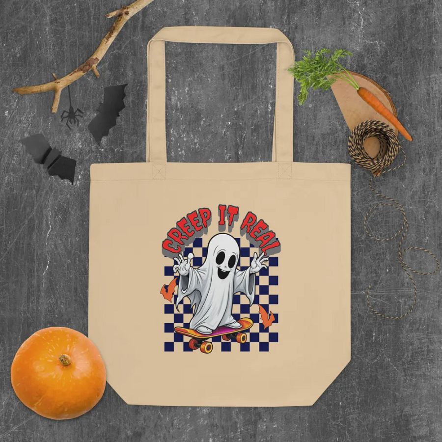 Creep It Real Ghost Skateboard Tote Bag product image (4)