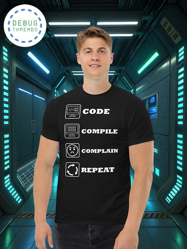 "Code, Compile, Complain, Repeat" Funny Coder T-Shirt product image (1)