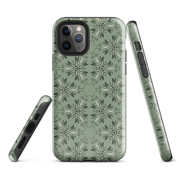 Tough Phone Case for iPhone® - Green Geometric Floral Pattern product image (1)