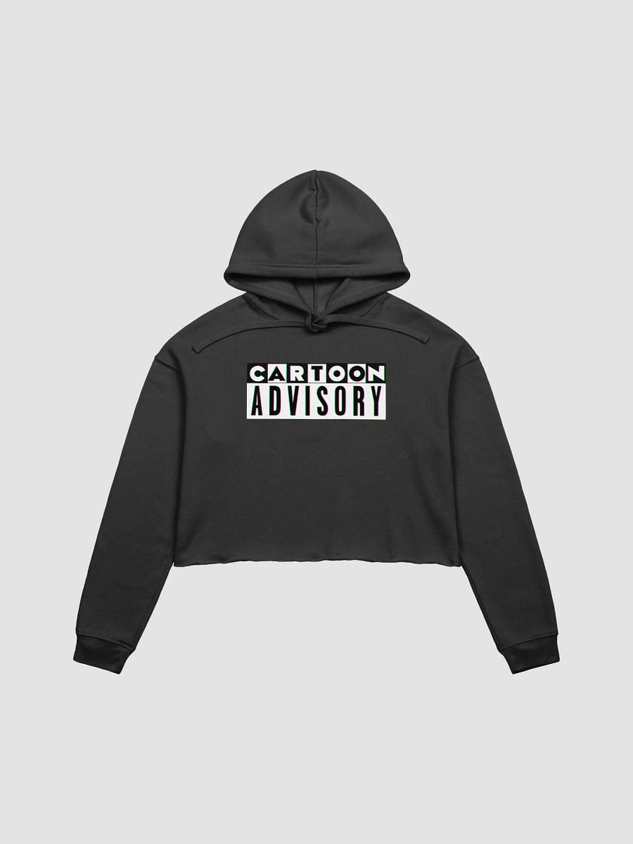 Cartoon Advisory Logo Crop Top Hoodie (B) product image (1)