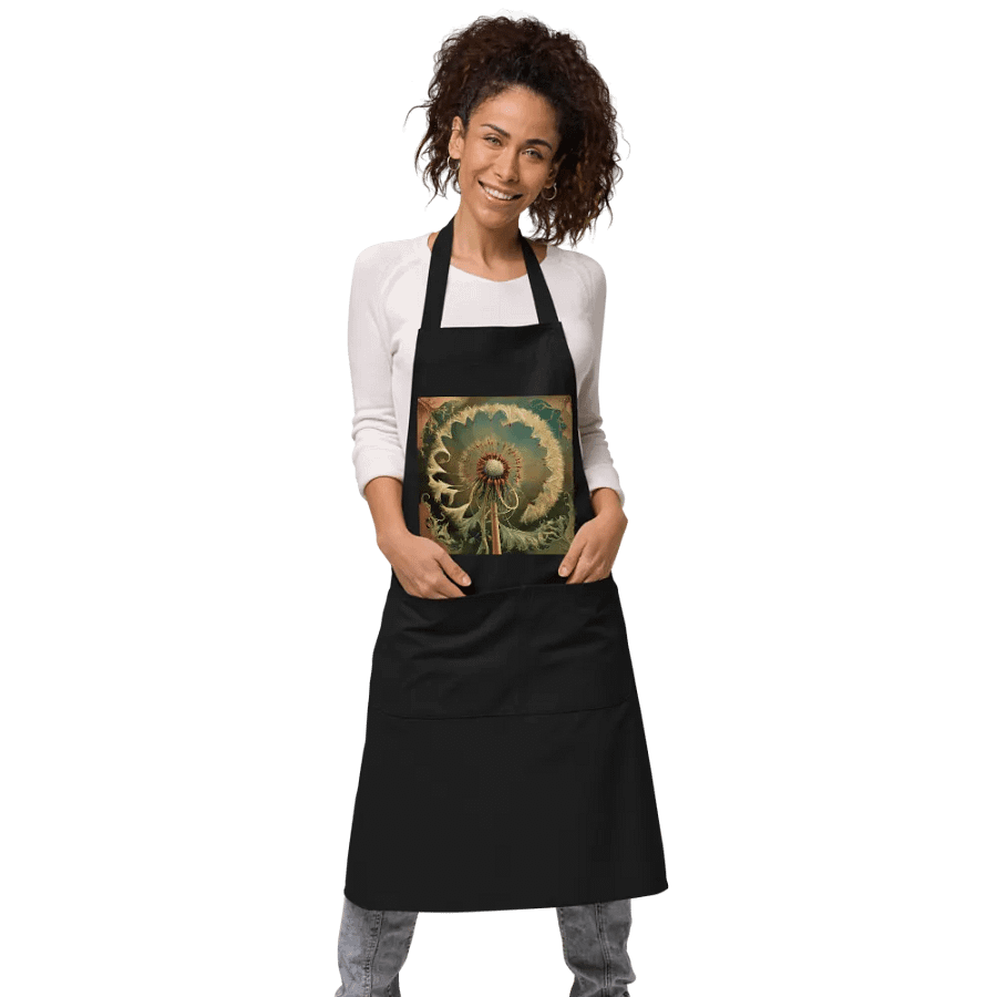 Art Nouveau Dandelion Flower Seed Head In Gold Organic Cotton Apron product image (8)
