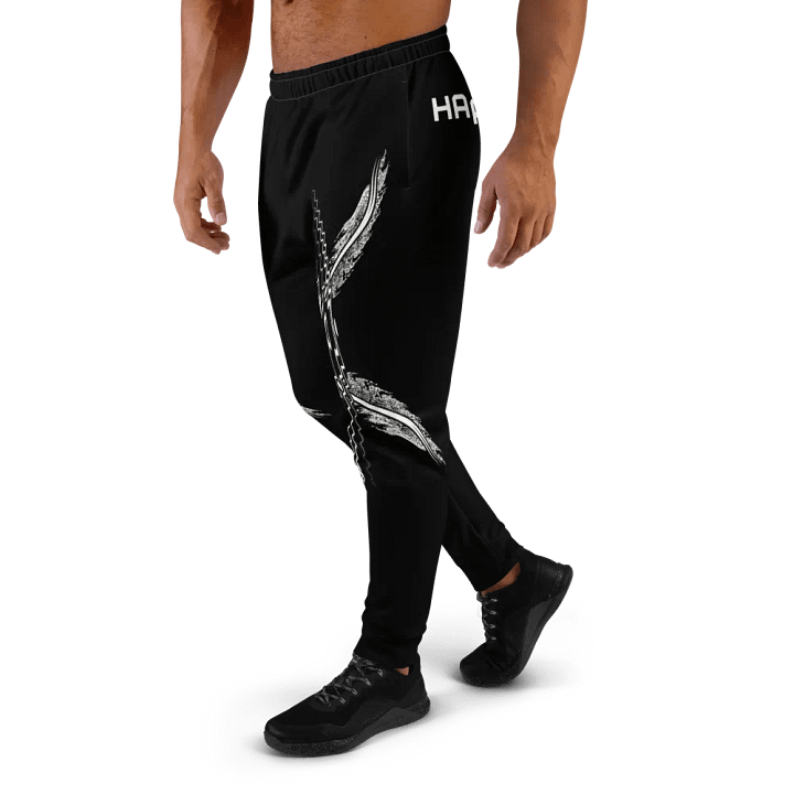 White HApex Gear White Logo Cancer Awareness Orange Ribbon. Black Recycled Men's Joggers product image (1)