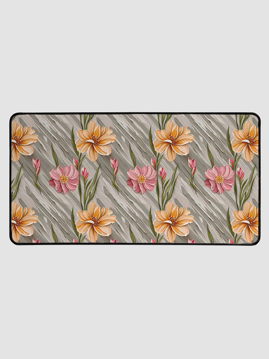 Desk Mat (31.5x15.5 inches) - Painted Flowers in Shades of Yellow and Pink product image (1)
