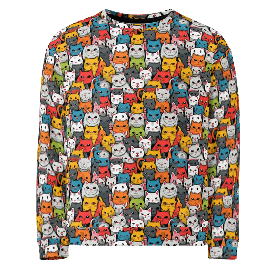 Whimsical Cat Faces All-Over Print Sweatshirt product image (2)