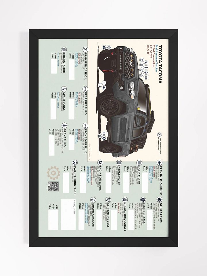 3RD GEN MAINTENANCE TRACKER V1.1 - Black (Framed) product image (2)