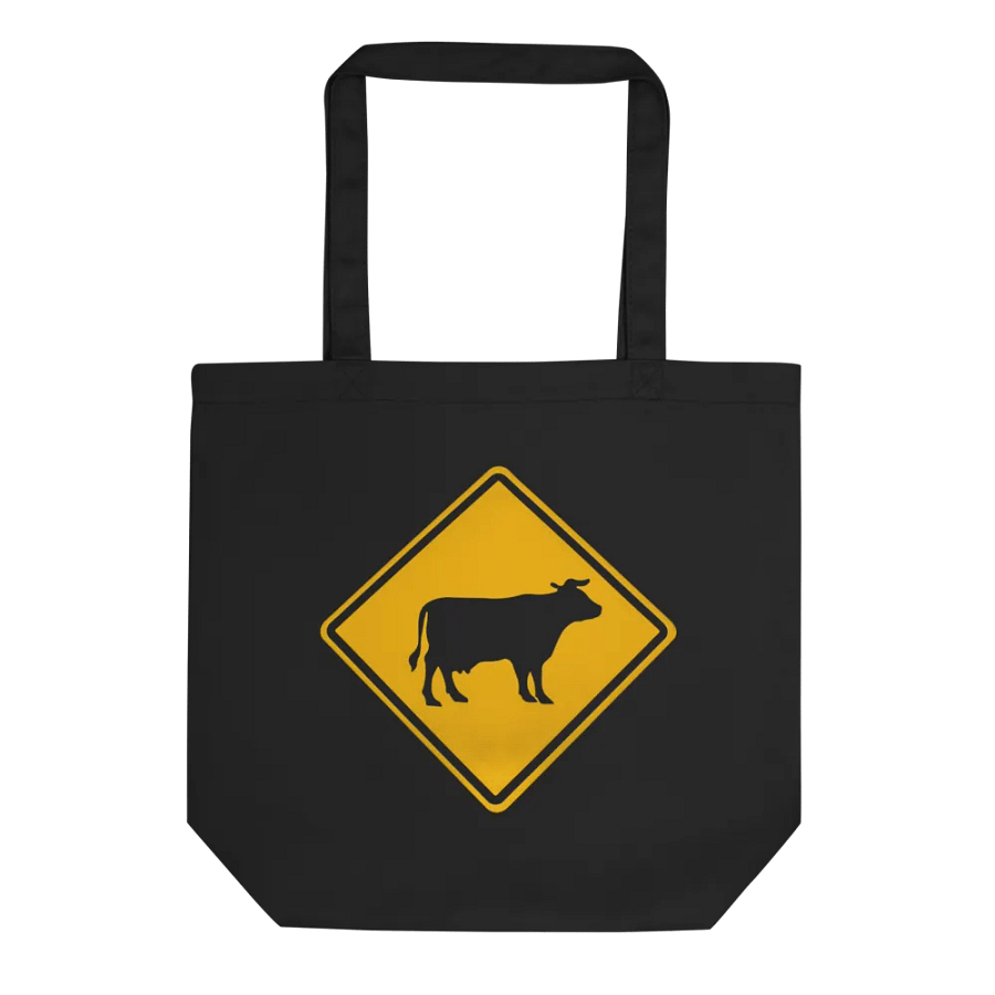 "Cow crossing sign" Black bag (medium size) product image (1)
