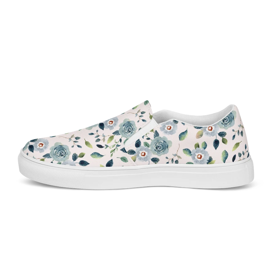 Floral Blue Flowers Pattern Womens Slip On Canvas Shoes product image (10)