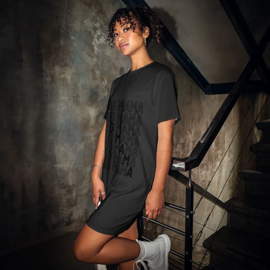 Big Mama Oversized T-Shirt Dress | Black Graphic Tee product image (1)