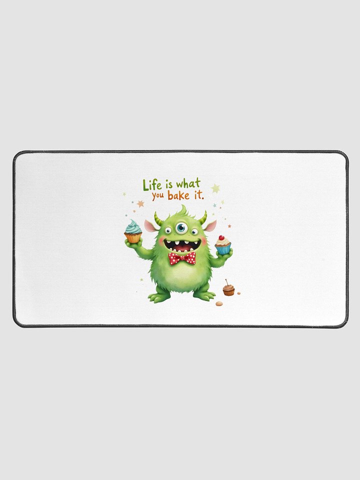 Baking Monster Desk Mat | "Life Is What You Bake It" Office Décor | Cute Baker Workspace Mousepad product image (1)
