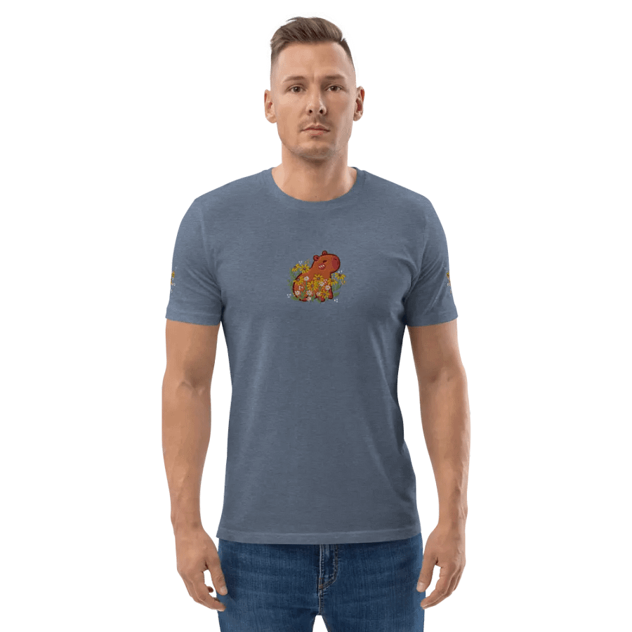 Whimsical Capybara and Daisy Flower Embroidered T-Shirt product image (11)