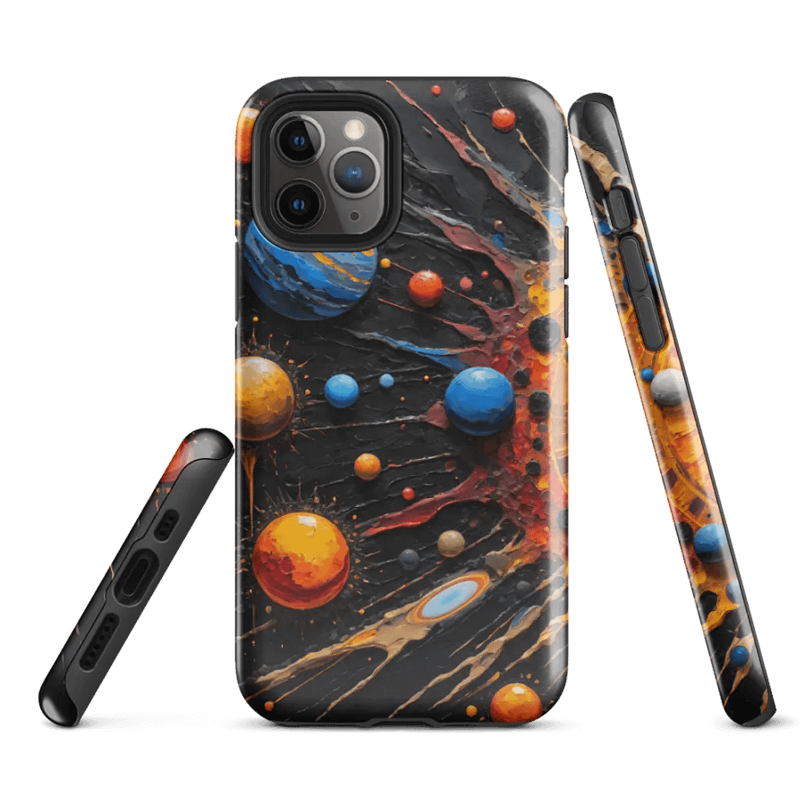 Tough Phone Case for iPhone® - Abstract Palette Knife Oil Painting of a Solar System product image (1)