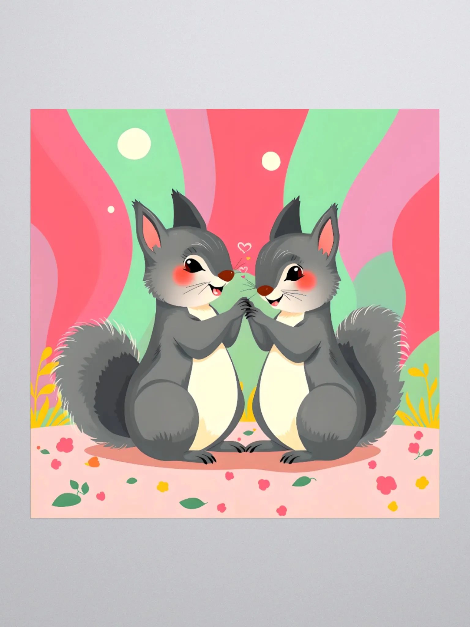 Playful Squirrel Love Kiss Cut Stickers product image (3)