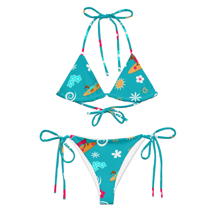 Surfing Dachshund Pattern String Bikini product image (6)